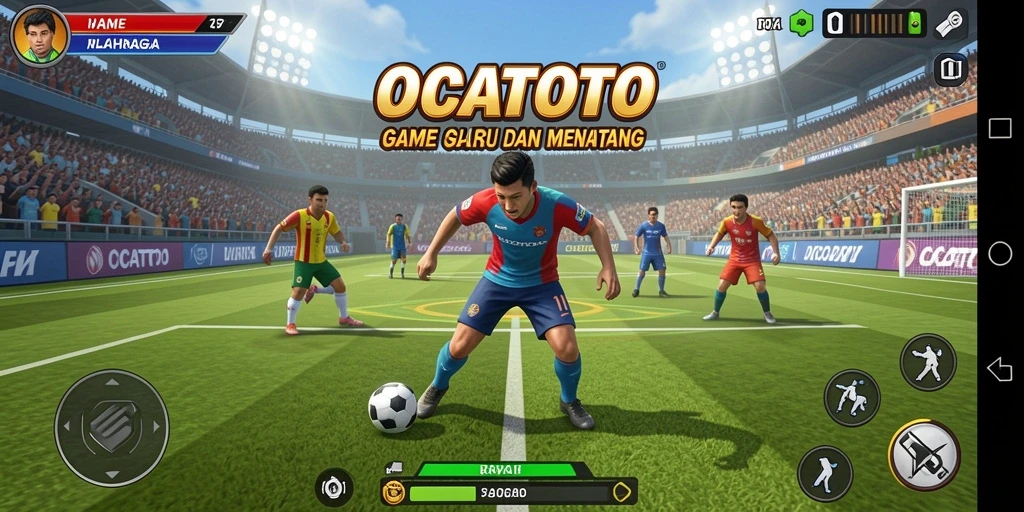 Screenshot tampilan gameplay OCATOTO yang menampilkan aksi seru olahraga.