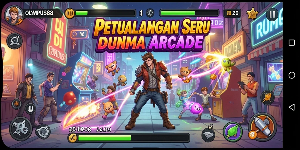 Screenshot OLYMPUS88 menampilkan aksi gameplay yang cepat dan penuh warna.