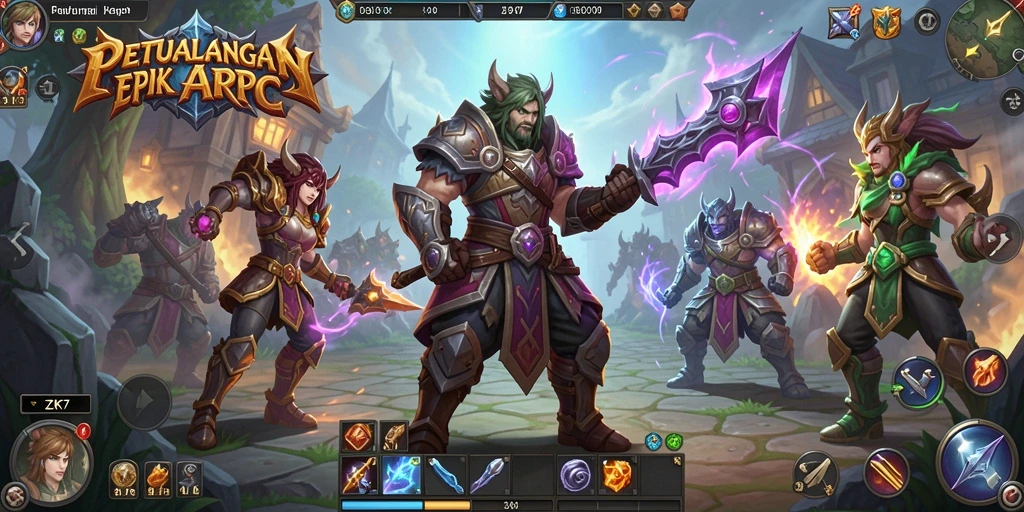 Tangkapan layar permainan ZK7 menampilkan pertempuran epik dalam dunia ARPG.
